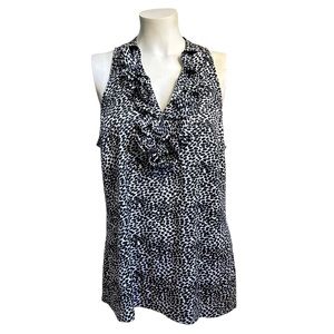 Animal Print Ruffle Blouse, Size 14